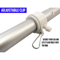 Adjustable clip on a white rod with text describing its function.