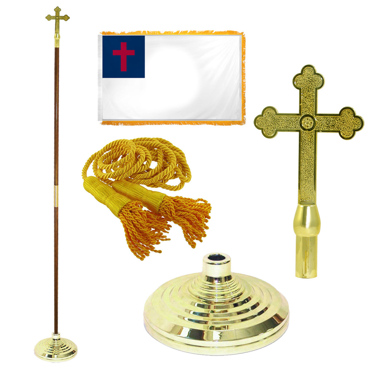 Super Tough Indoor Flagpole Kit with 3' x 5' Christian Flag