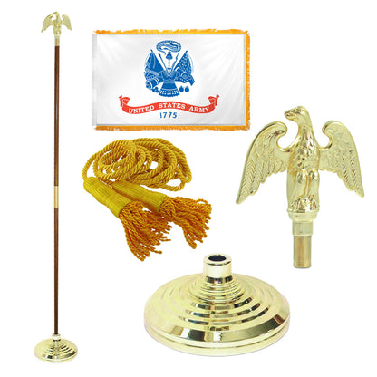 Super Tough Indoor Flagpole Kit with Nylon 4' x 6' Army Flag