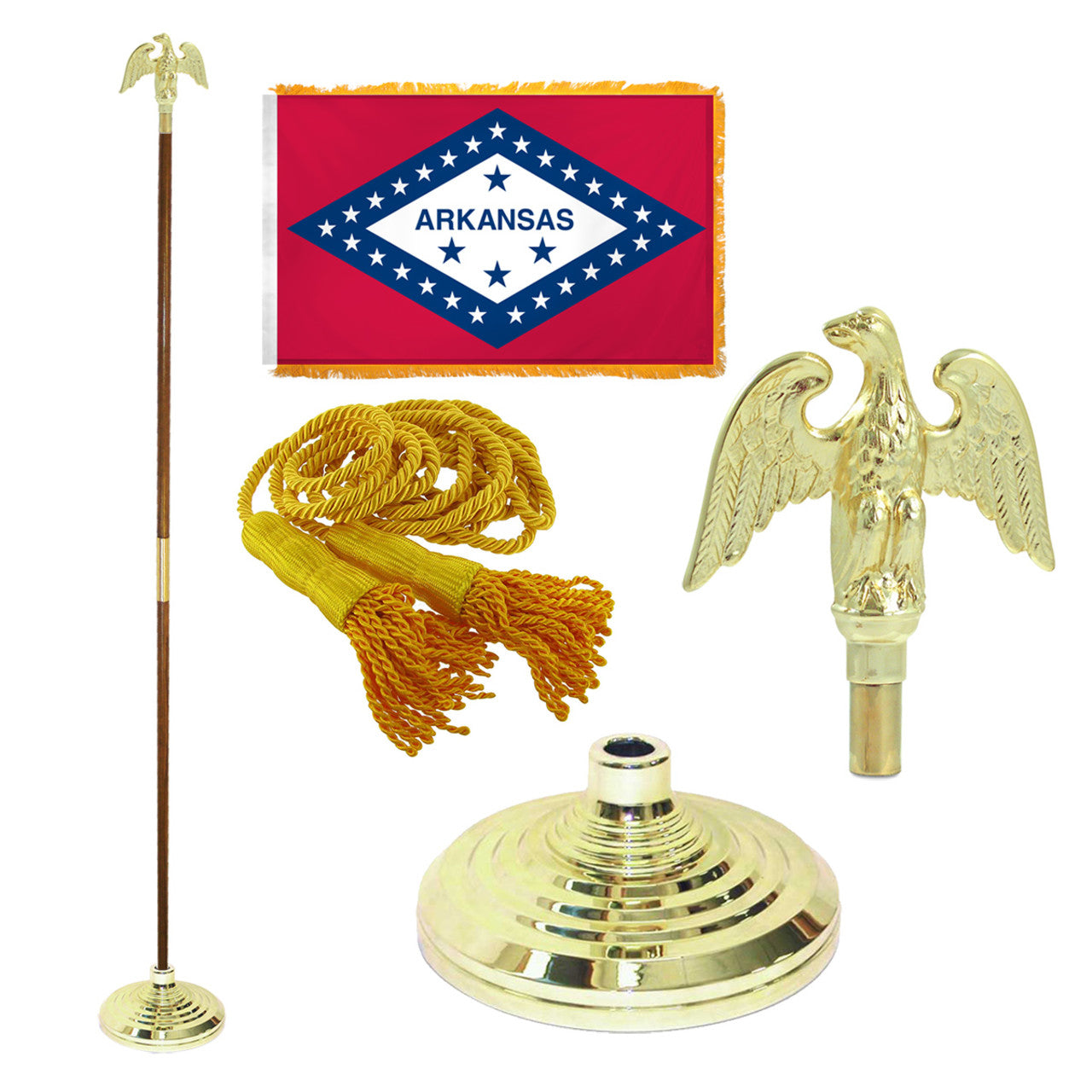 Super Tough Indoor Flagpole Kit with Nylon 3' x 5' Arkansas Flag