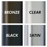 Four titles of different metal finishes on a white background