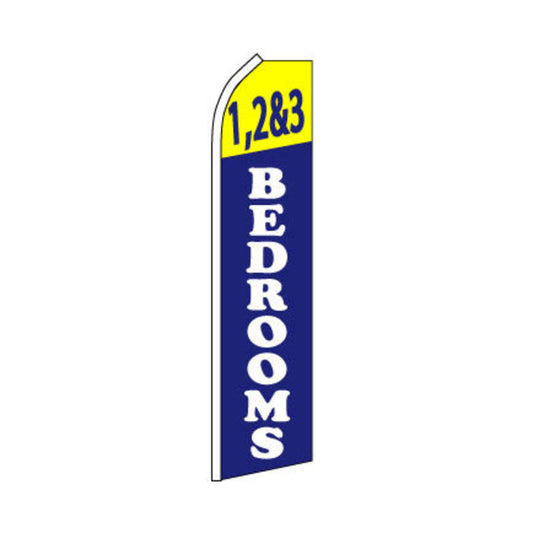 1 2 & 3 Bedrooms Swooper Flag - 11.5ft x 2.5ft