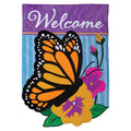 Carson Applique Garden Flag - Monarch & Pansies