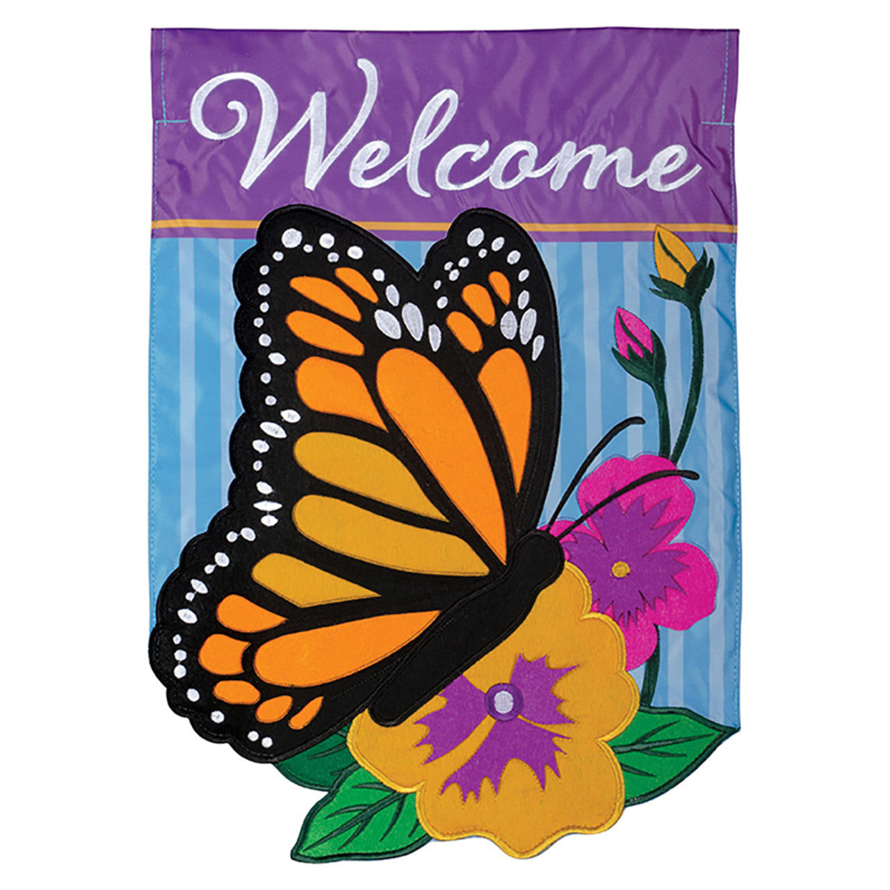 Carson Applique Garden Flag - Monarch & Pansies – United States Flag Store