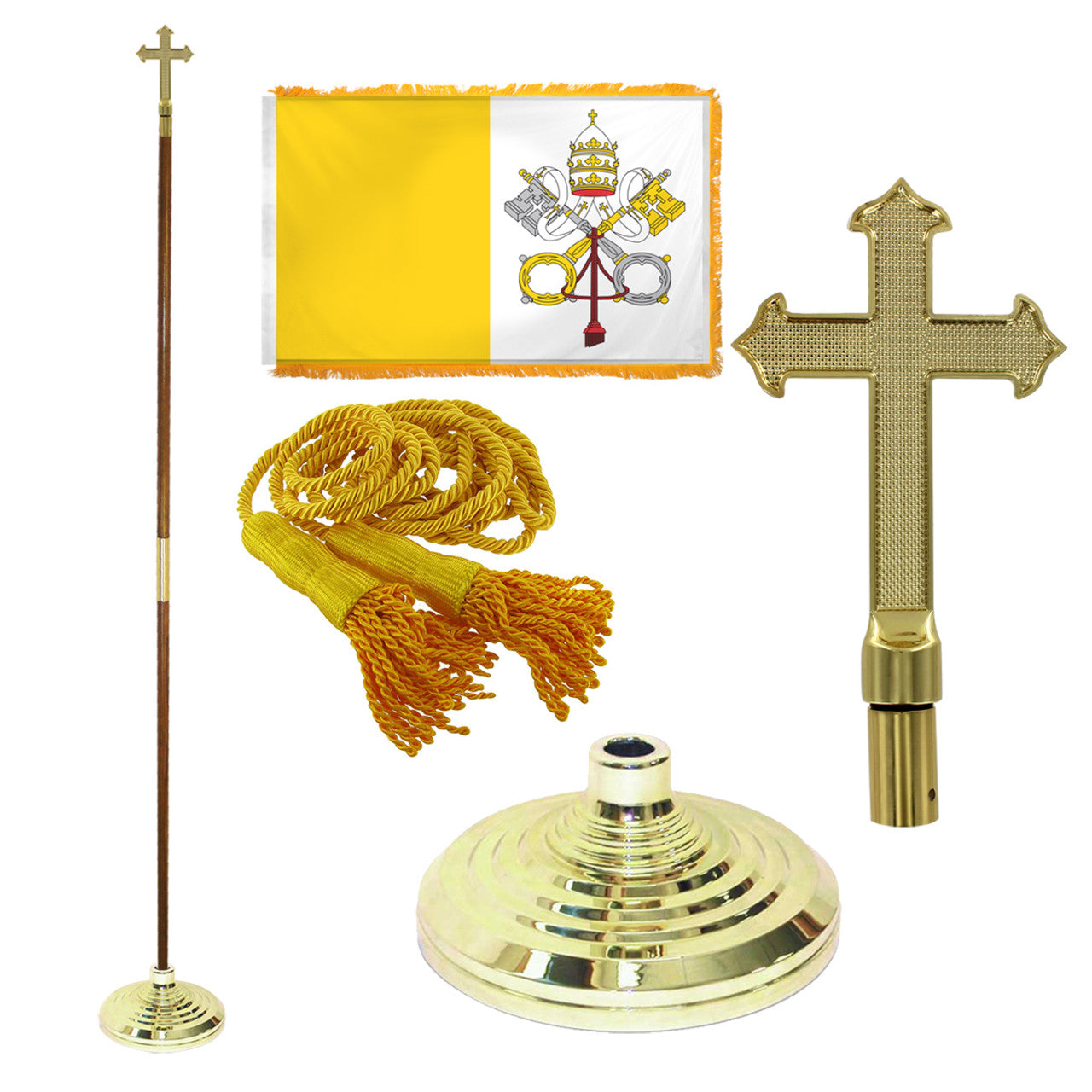 Super Tough Indoor Flagpole Kit with Nylon 3' x 5' Vatican Flag