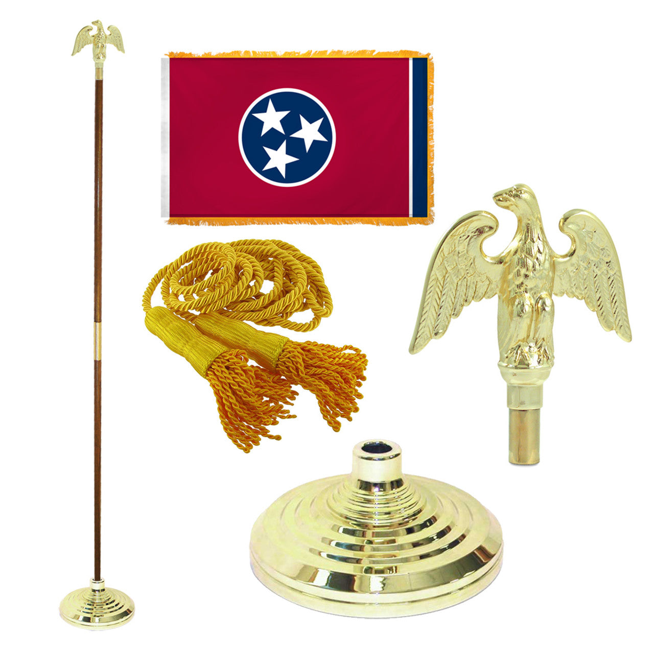 Super Tough Indoor Flagpole Kit with Nylon 3' x 5' Tennessee Flag