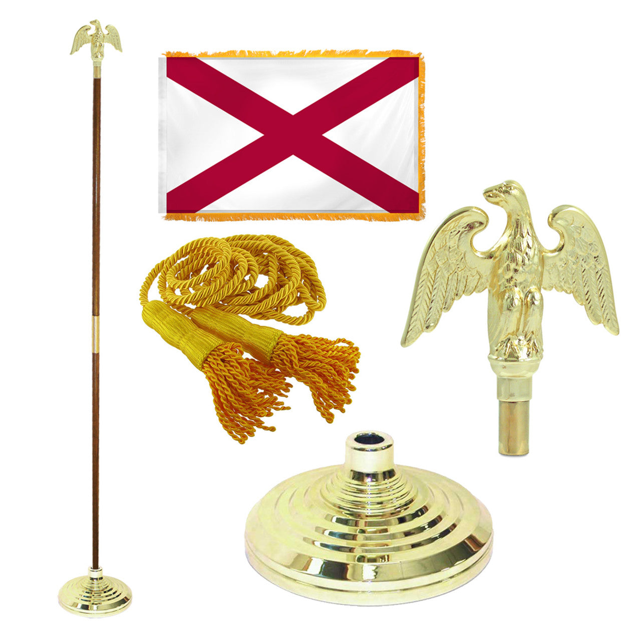 Super Tough Indoor Flagpole Kit with Nylon 4' x 6' Alabama Flag