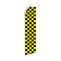 Yellow & Black Checkered Swooper Flag - 11.5ft x 2.5ft