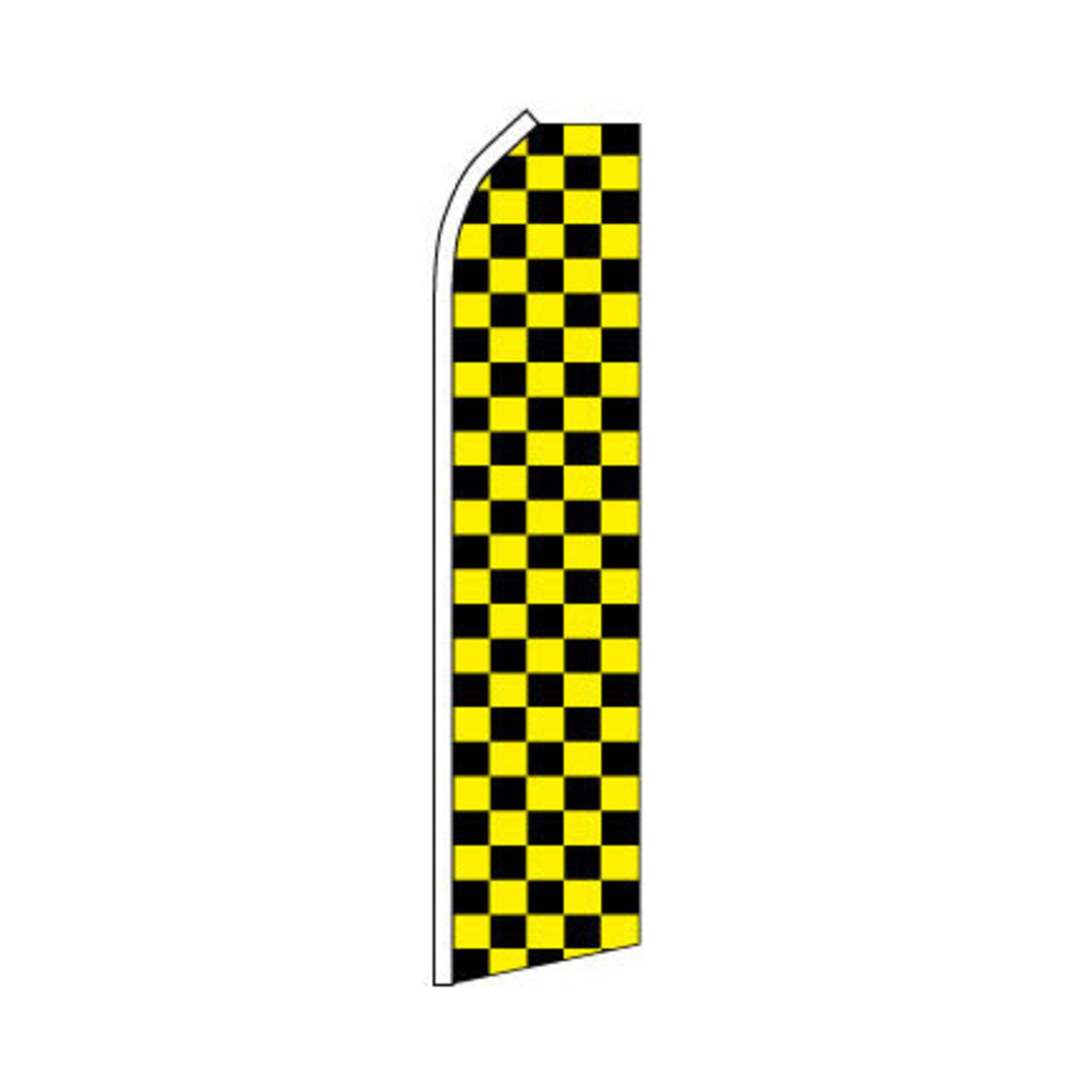 Yellow & Black Checkered Swooper Flag - 11.5ft x 2.5ft