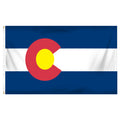 Colorado state flag with a red circle and yellow center on a blue and white background