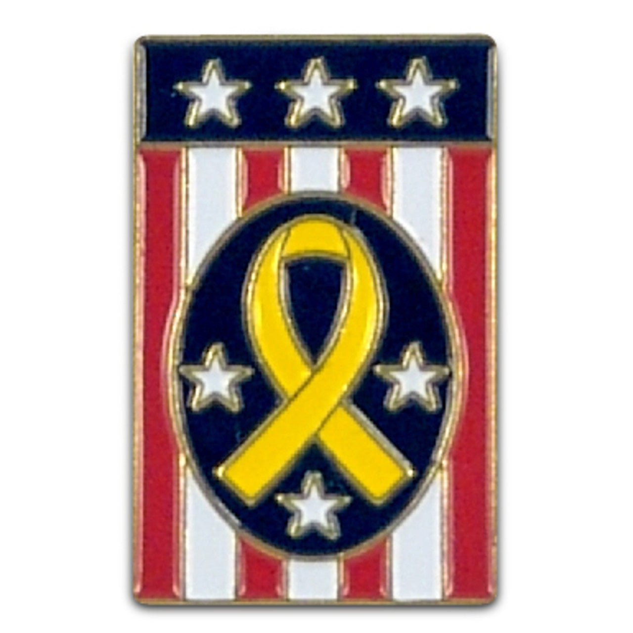 Rectangle Yellow Ribbon Lapel Pin - 3/4" x 1/2"