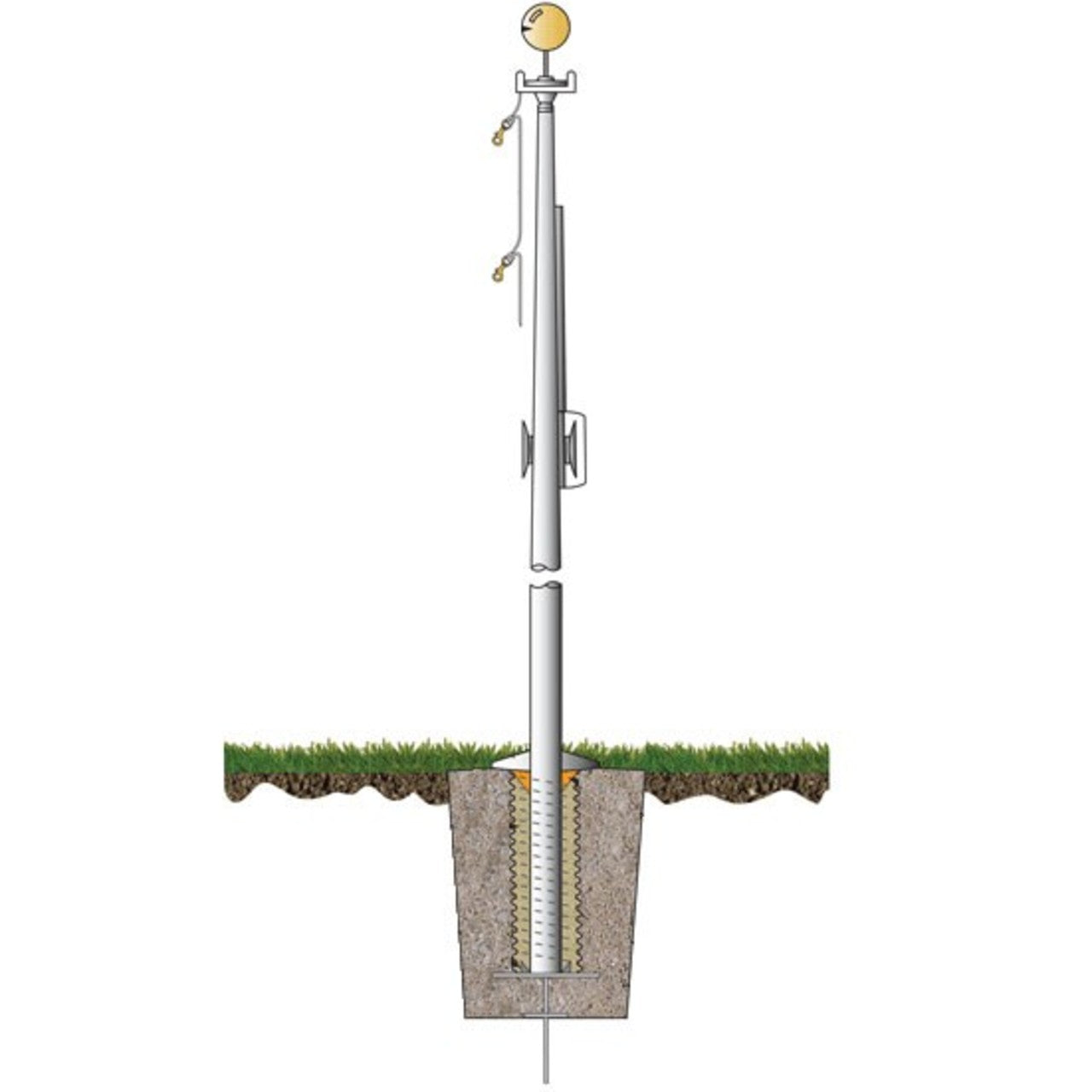 ECA30 Atlas Series 30ft Commercial Flagpole - .156in Wall Thickness - 6in Butt Diameter