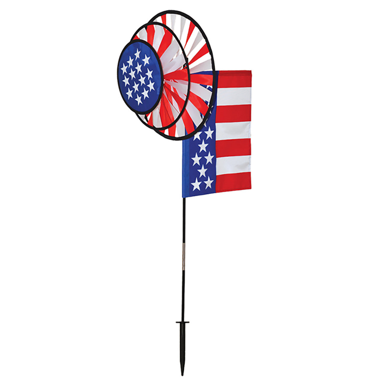 USA Flag Dual Spinner Wheels with Garden Flag - 46"