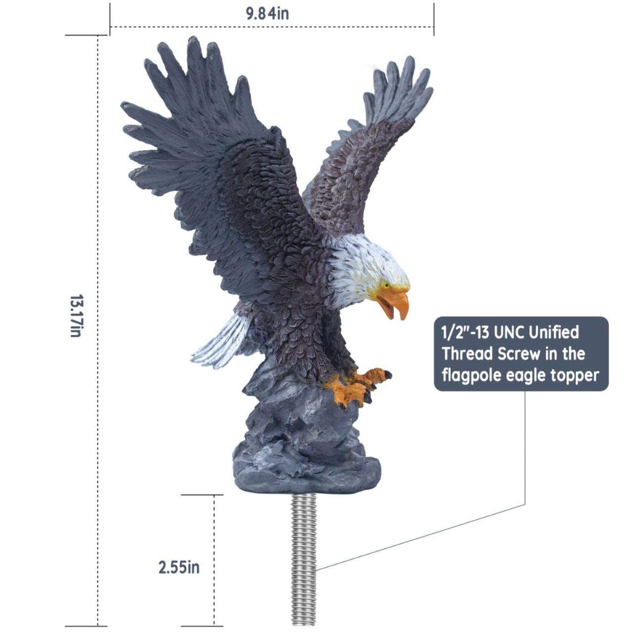 Swooping Eagle Flagpole Topper With Matte Finish