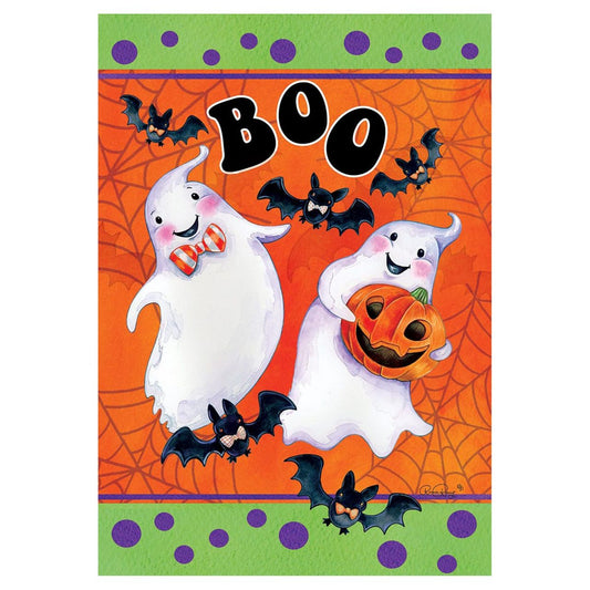 Boo Halloween Ghosts 12"x18" Garden Flag