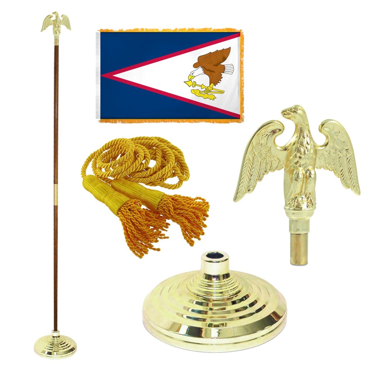 Super Tough Indoor Flagpole Kit with Nylon 3' x 5' American Samoa Flag