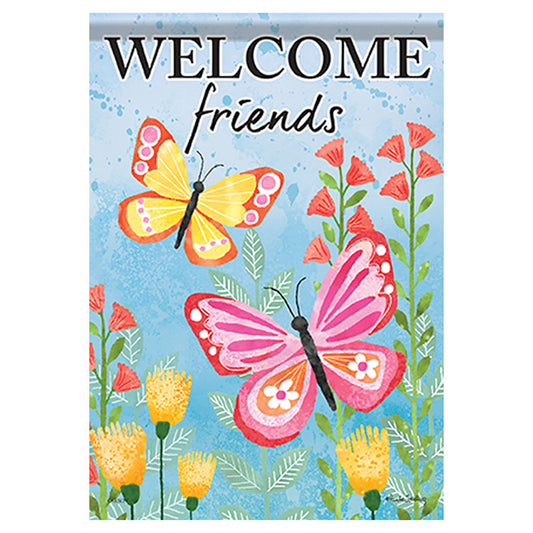 Carson Summer Glittered Garden Flag - Happy Butterflies