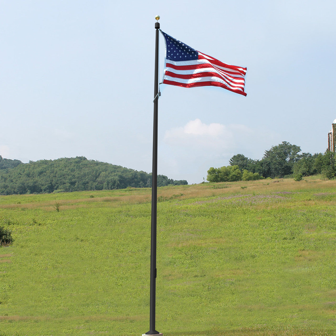 ECV25 Vanguard Internal Halyard Series 25ft Commercial Flagpole - .188in Wall Thickness - 6in Butt Diameter