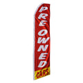 Classic Swooper Flag - Red & White - 11.5ft x 2.5ft with Pre-Owned Cars Design