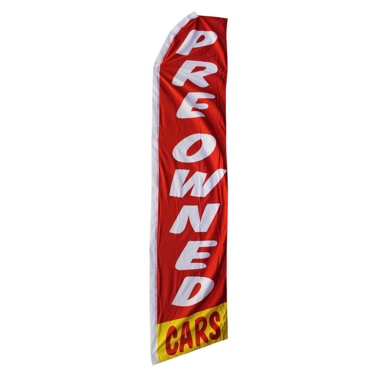 Classic Swooper Flag - Red & White - 11.5ft x 2.5ft with Pre-Owned Cars Design