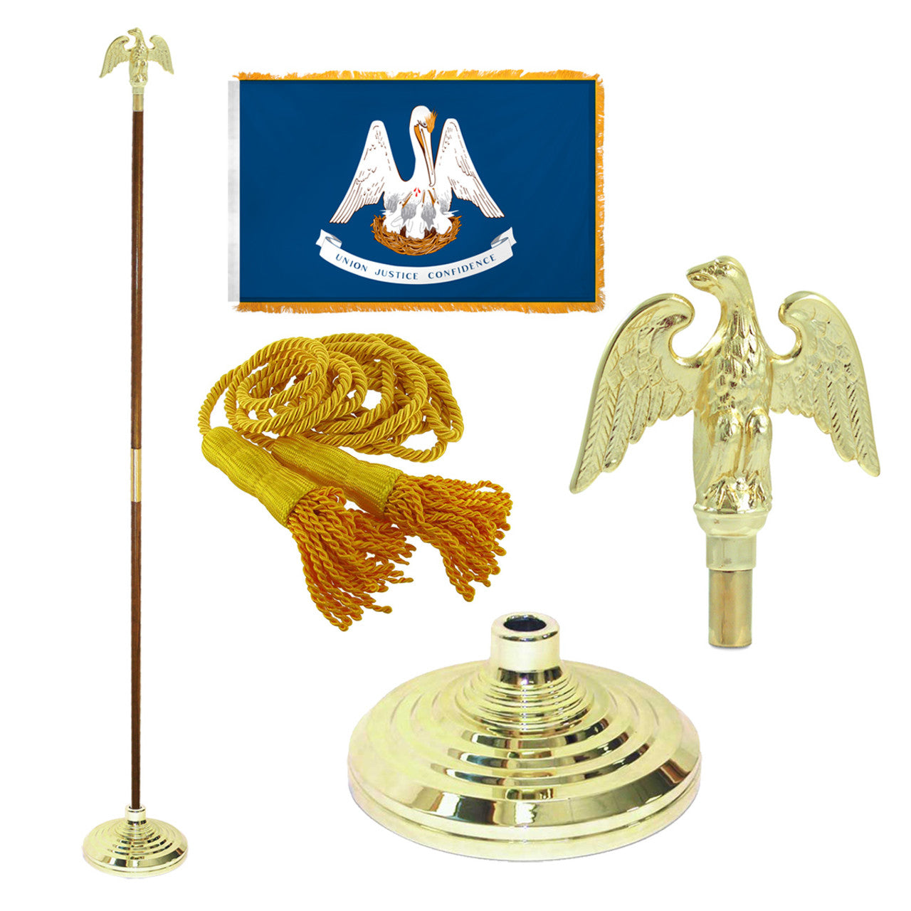 Super Tough Indoor Flagpole Kit with Nylon 3' x 5' Louisiana Flag