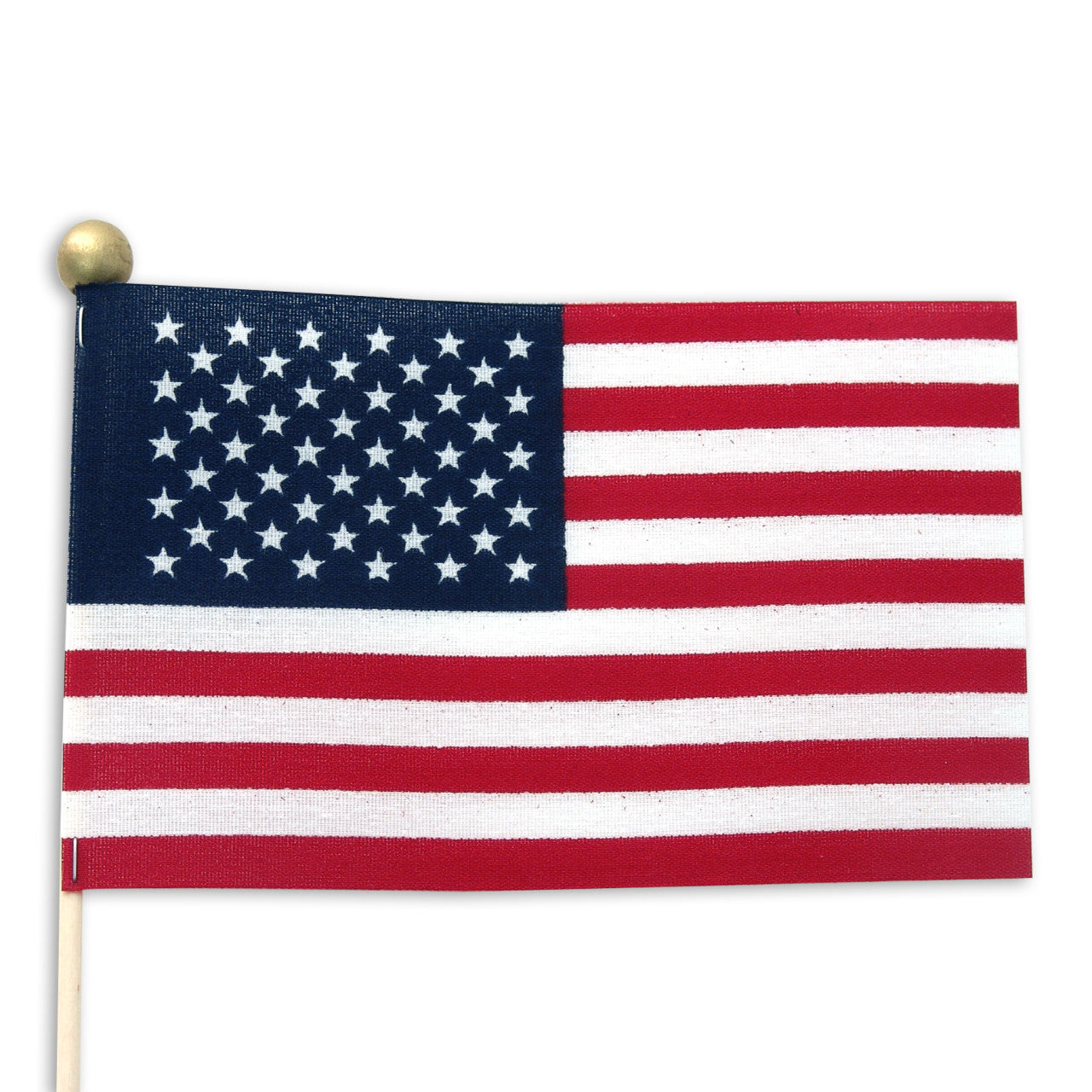 Super Tough 4"x6" Cotton US Stick Flag with Ball Tip - 100 Pack