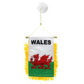 Wales flag with red dragon emblem and yellow fringe on a white background
