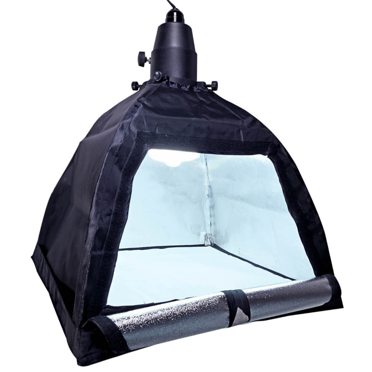 Black soft box kit on a white background