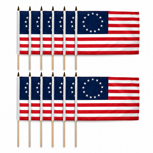 Betsy Ross Stick Flag 12"x18" - 12 PK
