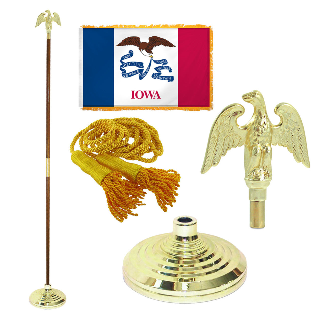 Super Tough Indoor Flagpole Kit with Nylon 3' x 5' Iowa Flag
