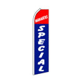 Swooper flag with 'Managers Special' text on a white background