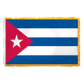 Flag of Cuba with a red triangle and white star on a blue and white background