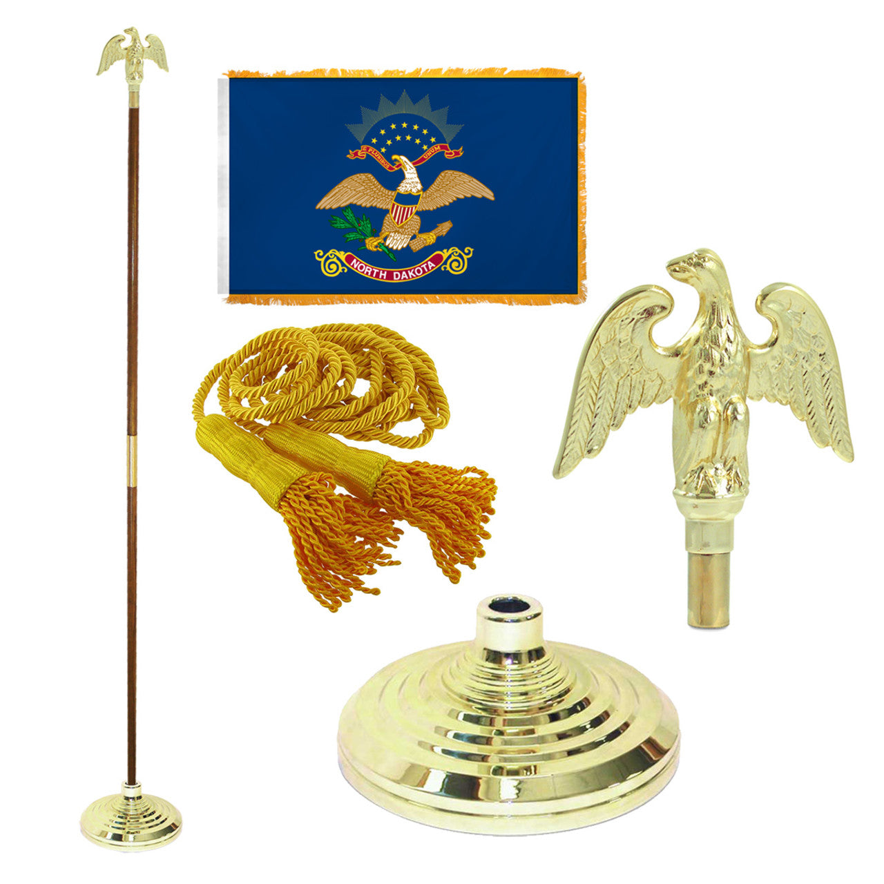 Super Tough Indoor Flagpole Kit with Nylon 3' x 5' North Dakota Flag