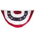 American flag-themed decorative bunting with red, white, and blue colors on a white background.