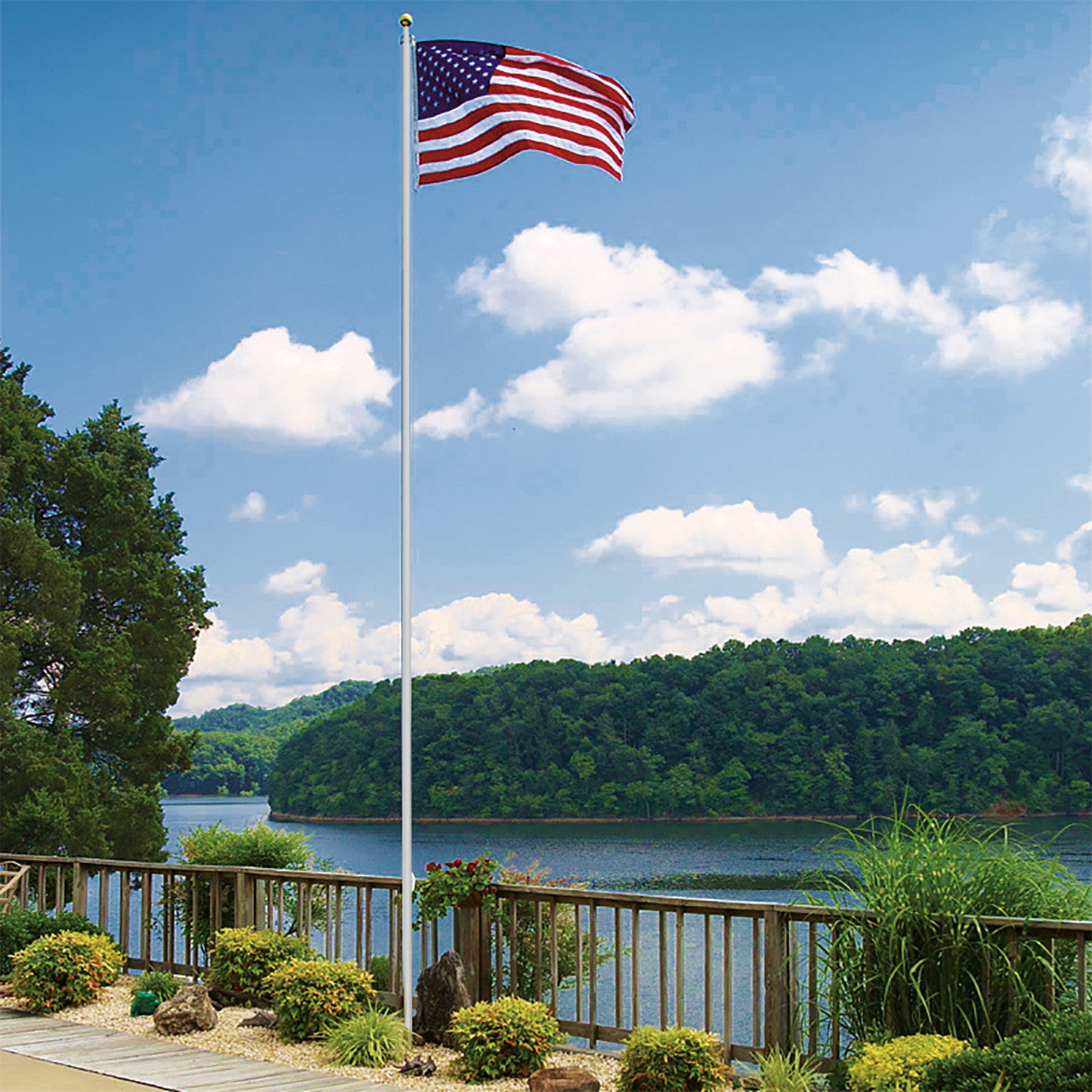 Super Tough 20ft 3 Sections Heavy Duty Residential Flagpole - White Powder Coat
