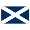 Flag of Scotland with two horizontal diagonal lines forming white cross known as St. Andrew's cross on a blue background