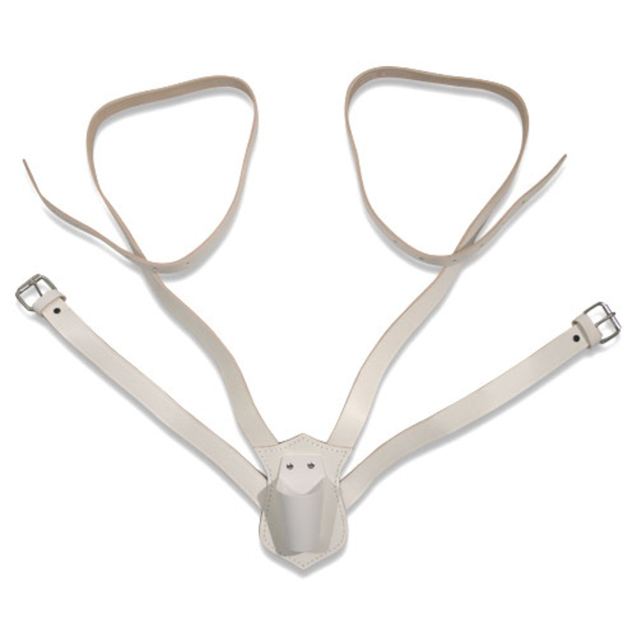 Double Strap Black & White Leather Carrying Belt