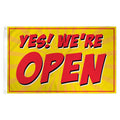 Yes We're Open Flag - Red - 3ft x 5ft Printed Polyester