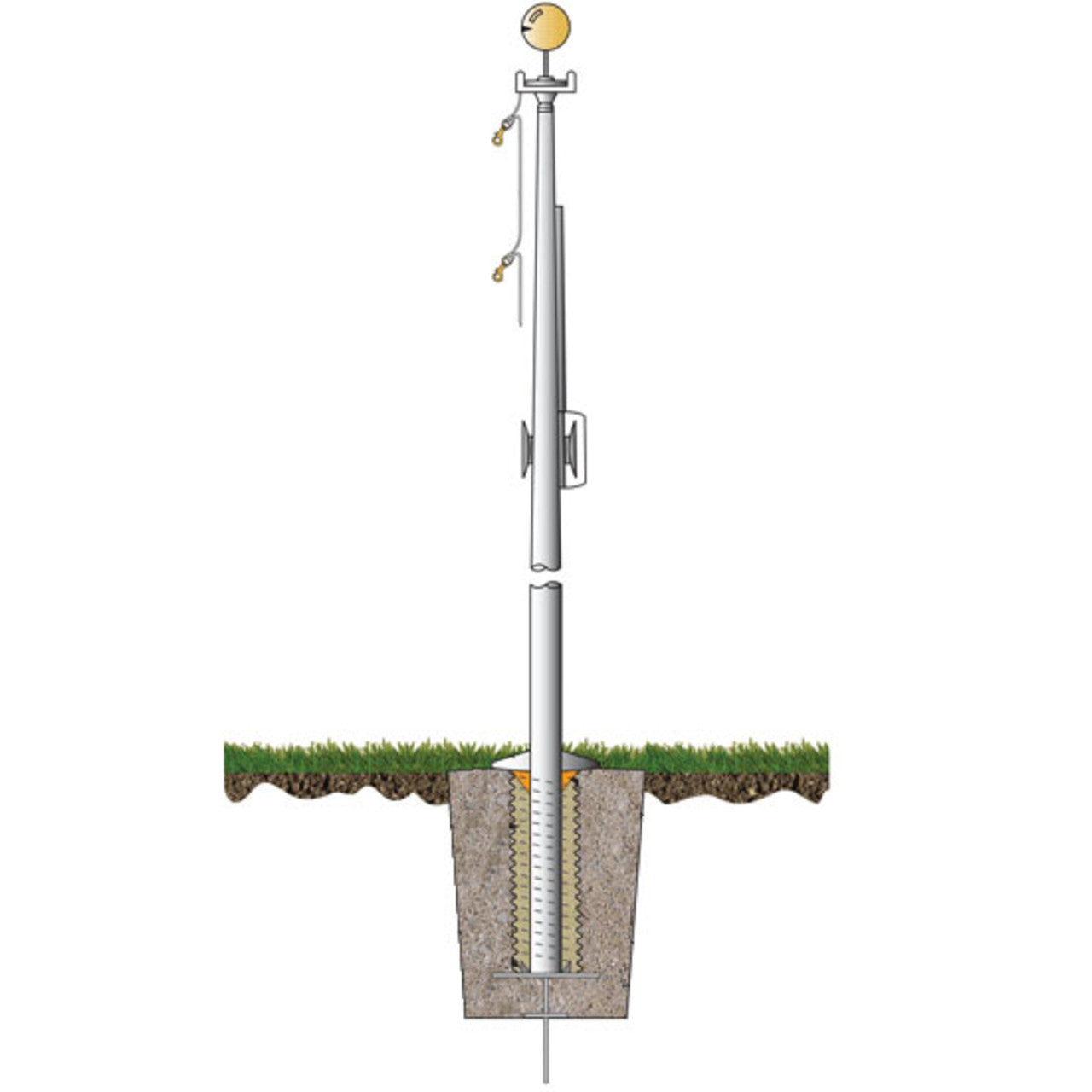ECL30 Atlas Series 30ft Commercial Flagpole - .188in Wall Thickness - 5in Butt Diameter