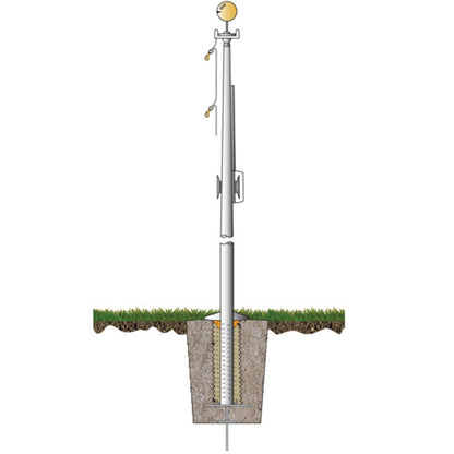 ECL30 Atlas Series 30ft Commercial Flagpole - .188in Wall Thickness - 5in Butt Diameter