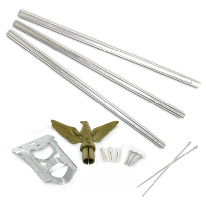 Outdoor Wall Mounted Residential American Flagpole Kit - 3ft x 5ft Flag with Ties
