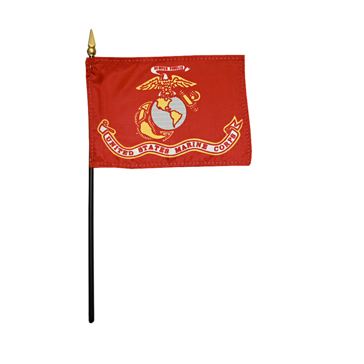 US Marine Corps 8 x 12 inch Nylon Stick Flag Mounted on 18" Staff - Minimum of 12