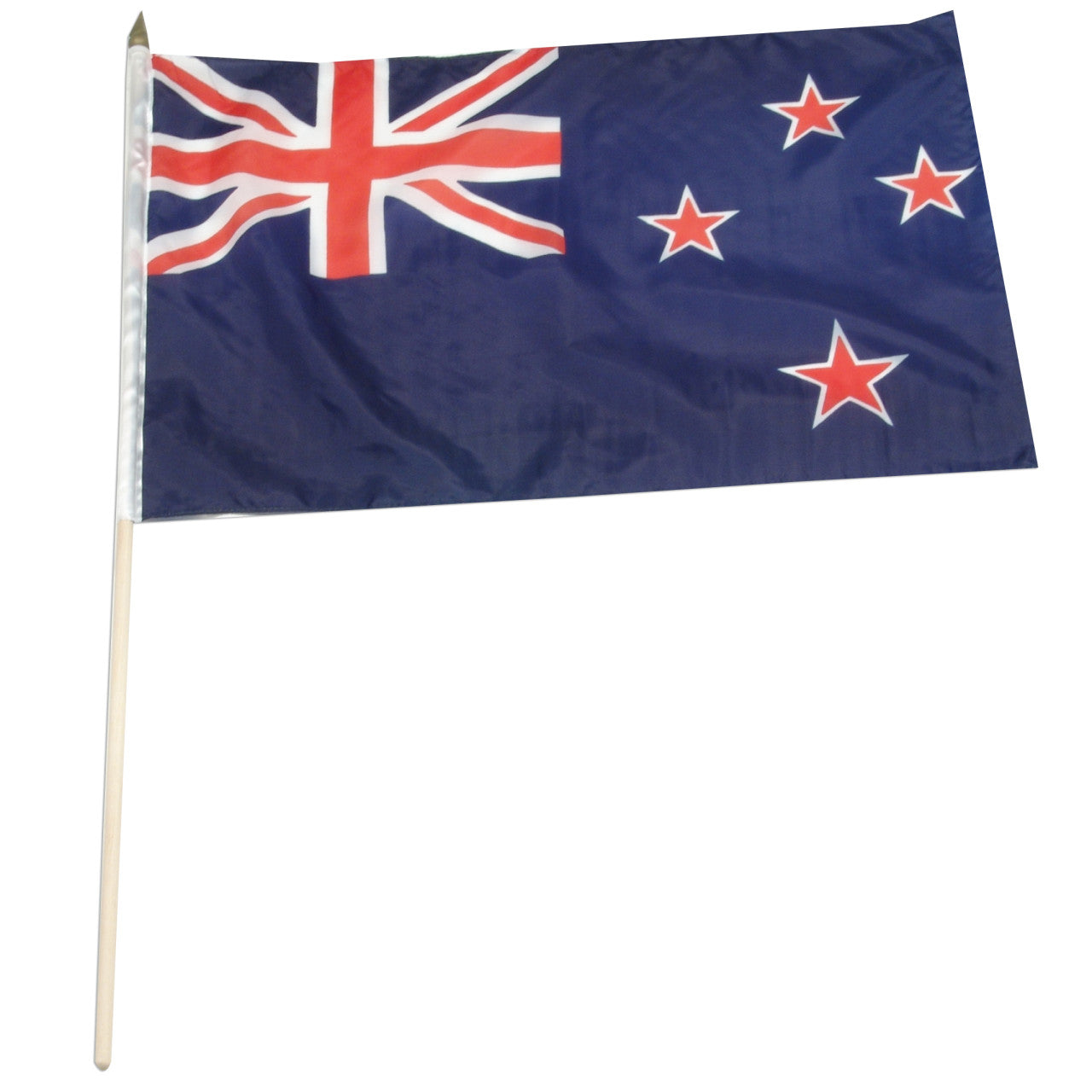 Blue flag of New Zealand with Union Jack and four red stars outlined in white