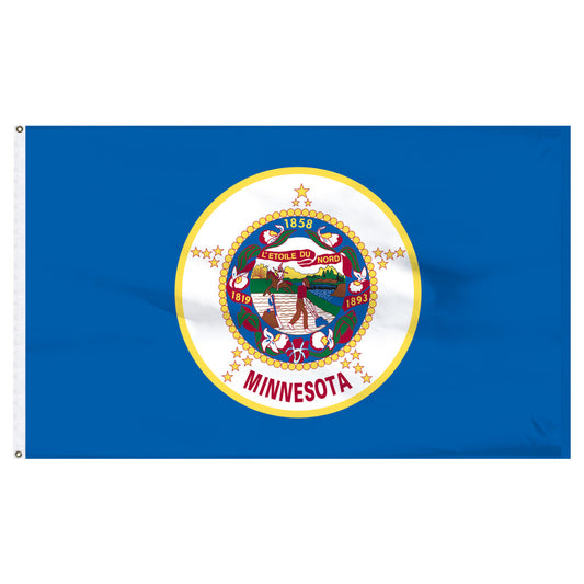 Minnesota state flag with blue background and colorful seal