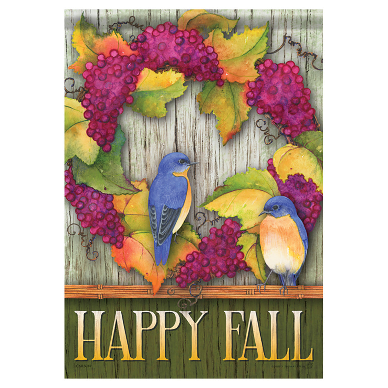 Carson Fall Garden Flag - Aubergine Greeting - 12.5in x 18in