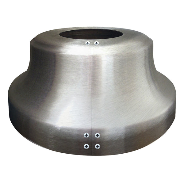 A silver-colored aluminum high profile split trumpet flash collar for a flagpole