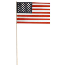 Super Tough 8"x12" Cotton US Stick Flag with 24" Wood Stick - No Spear Tip