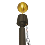 Commercial grade flagpole with a gold-colored ball on top, equipped with a wire cable system.