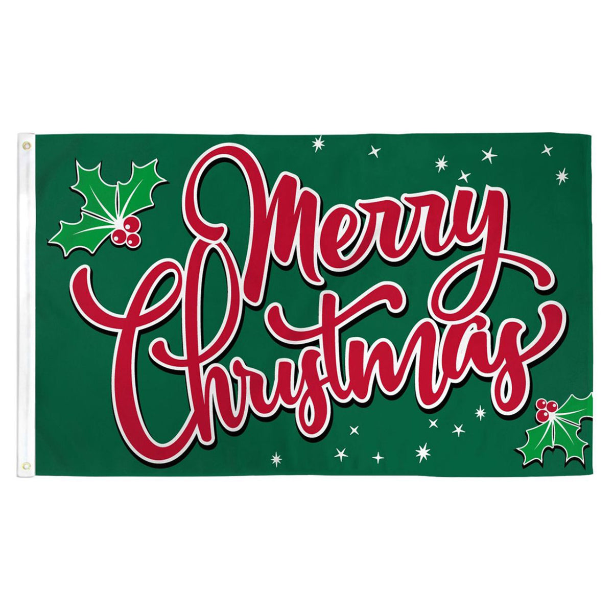 Christmas-themed banner with 'Merry Christmas' text on a green background