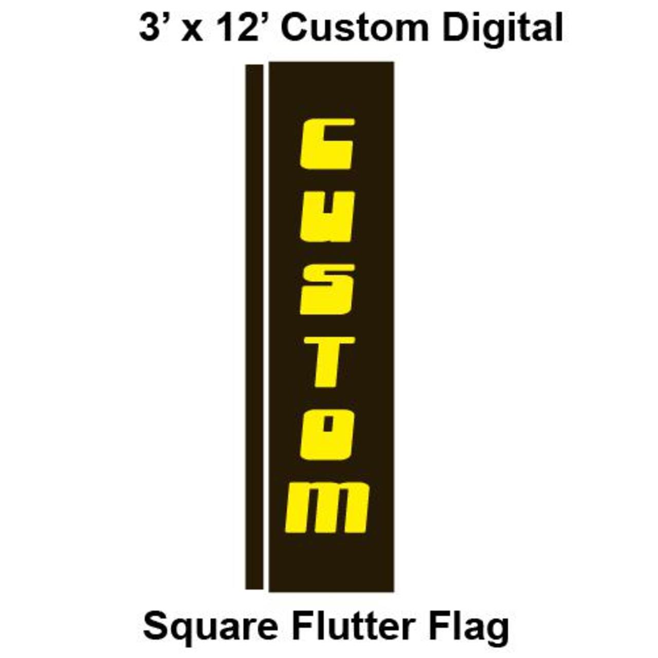 Custom Digital 3' x 12' Square Flutter Flag